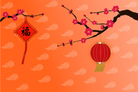 矢量图新年梅花灯笼中国结背景图