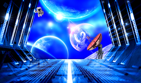 3D立体宇航员太空舱背景墙