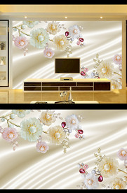 珠宝花朵电视背景墙