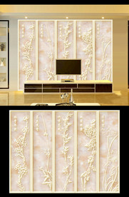 梅兰竹菊玉雕装饰画