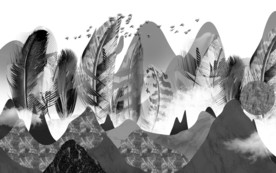 羽毛山水意境国画 TIF分层