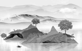 意境山水意境国画 TIF分层