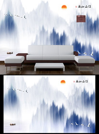 山水电视背景墙