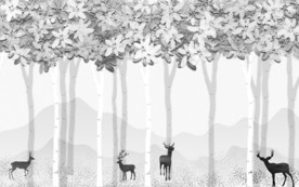麋鹿装饰高清墙画 TIF分层
