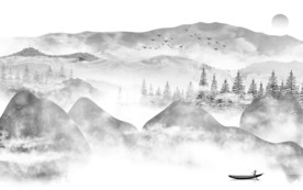 中式背景新山水画 TIF分层