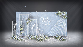 浅蓝色婚礼迎宾区