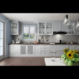 美式风格装修开放式厨房效果图