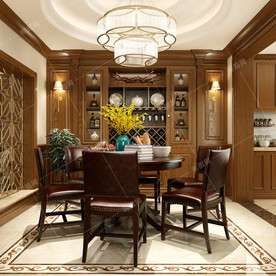 欧式美式风格别墅装修餐厅效果图