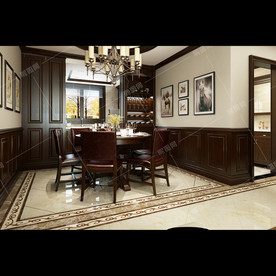 美式风格别墅豪宅装修餐厅效果图