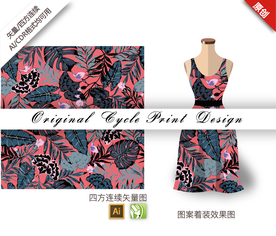 矢量传统金魚草四方连续