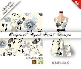 矢量抽象茉莉花四方连续