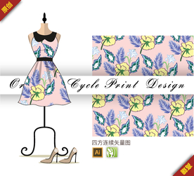 矢量金花茶四方连续