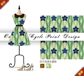 矢量几何底纹花烟草四方连续