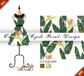 矢量米兰花树叶四方连续