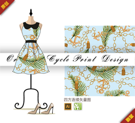 写实金链树叶四方连续