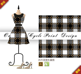 矢量几何四方格四方连续