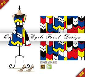 矢量几何色块四方连续