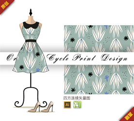 简约树叶四方连续