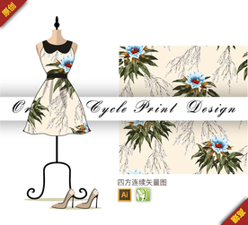 传统中国风荷花四方连续