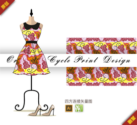 抽象树叶四方连续