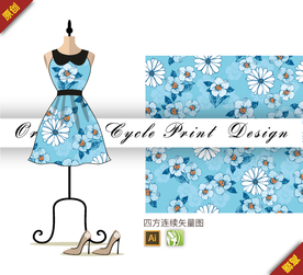 矢量海棠金花茶四方连续