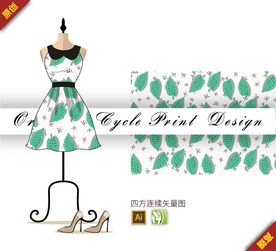 矢量简约叶子四方连续