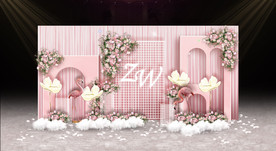 粉色婚礼迎宾区
