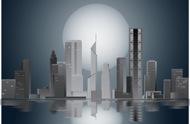 矢量图智慧城市地平线夜景