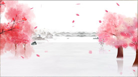 水墨桃花山水背景AE模板