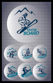 矢量滑雪运动图标系列