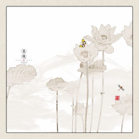 新中式荷花装饰画