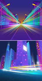 矢量城市建筑夜景