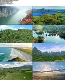 壮美山河祖国河山风景延时航拍