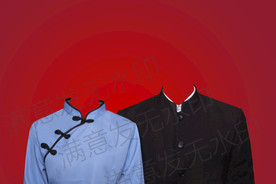 结婚证民国服装证件照模板