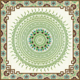 新中式敦煌绿复古花纹吊顶装饰