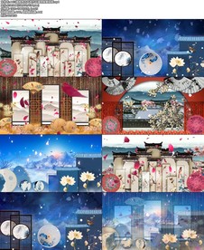 旗袍秀古风类节目通用背景