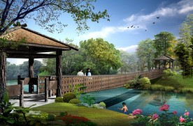 景观网红桥后期效果图psd分层