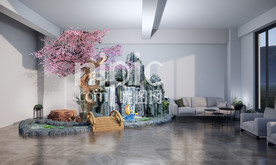 室内假山水系花树分层效果图