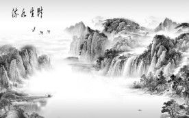 流水生财画精美画 TIF分层