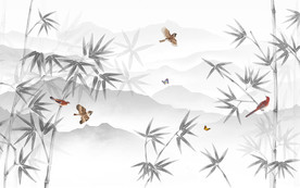 竹子新山水背景画 tif分层