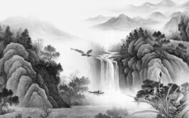 精美背景墙山水画 tif分层