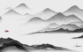 奢华背景墙山水画 tif分层