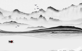 中国风背景墙山水画 tif分层