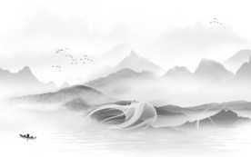 简约山水画电视墙 TIF分层