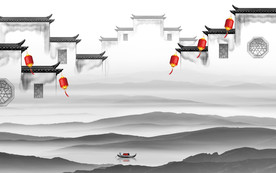 徽派高清山水画 tif分层