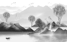 高端 高清山水画 tif分层