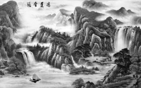 国画高档新山水画 tif分层
