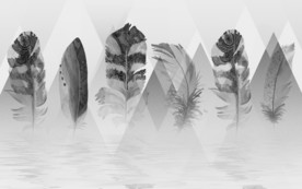 羽毛 欧式北欧墙画 tif分层