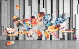 羽毛欧式北欧壁画 tif分层