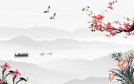 奢华新中式山水画 tif分层